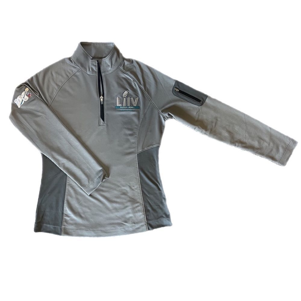 Super Bowl 2020 Grey 1/4 Zip Pullover Shirt. Cutter and Buck DryTec. Sz M. EUC!!
